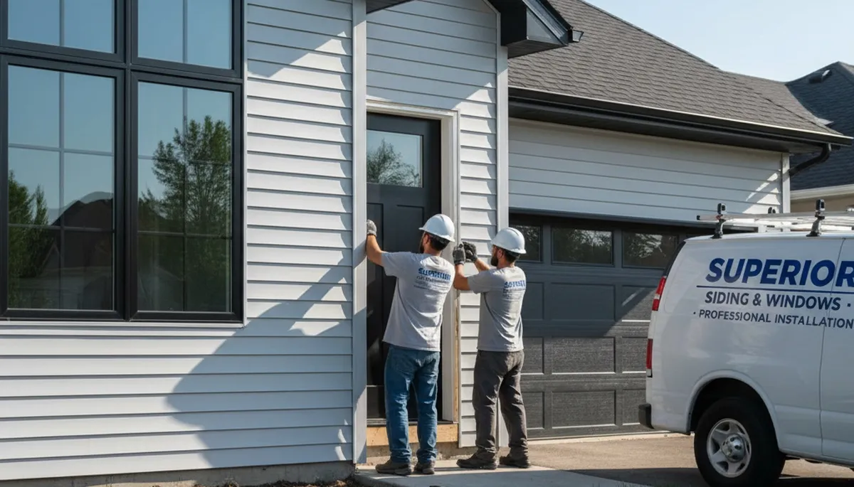 Vinyl siding and door installation by Next Level Exteriors in Buffalo, NY home exterior