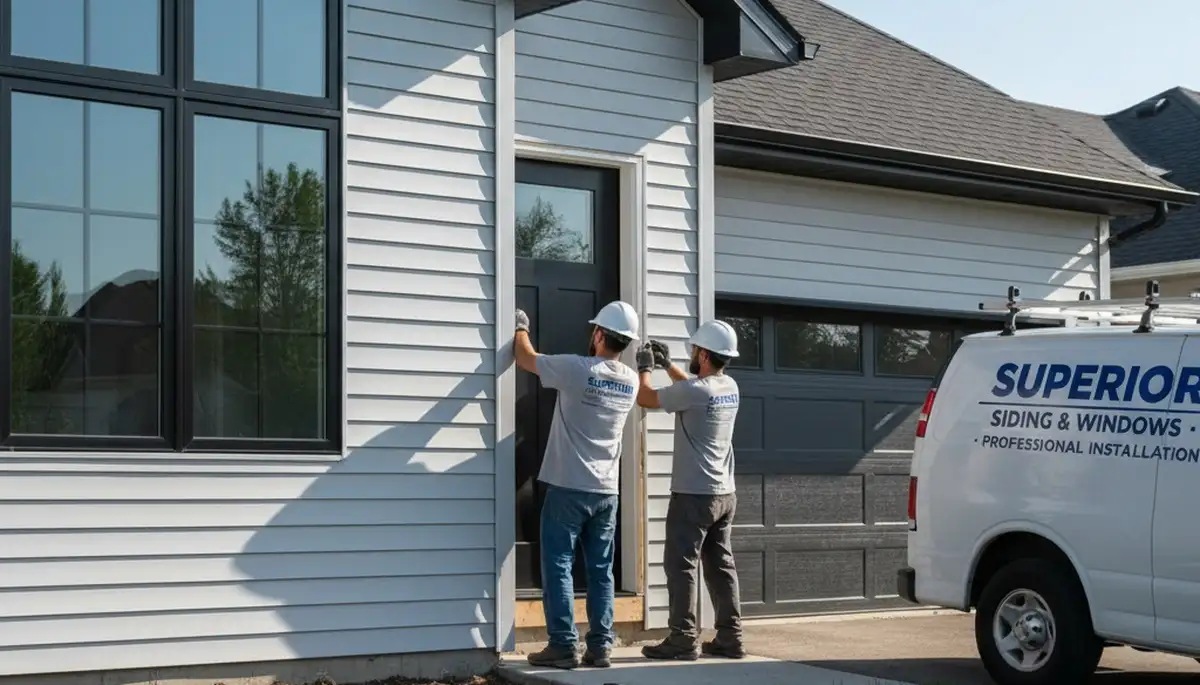 Vinyl siding and door installation by Next Level Exteriors in Buffalo, NY home exterior