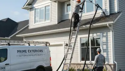 Professional gutter cleaning service in Buffalo NY protecting vinyl siding from snow and water damage
