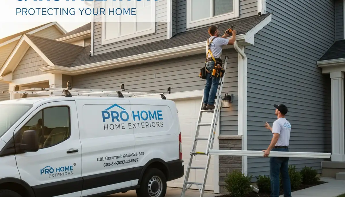 Technician repairing residential gutters and vinyl siding in Buffalo, NY for Next Level Exteriors