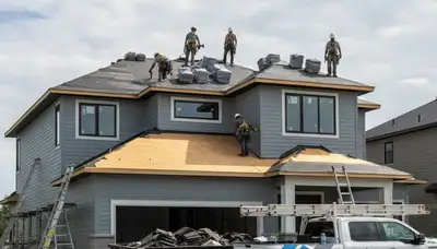 Roof replacement and vinyl siding contractors in Buffalo, NY installing durable exterior panels