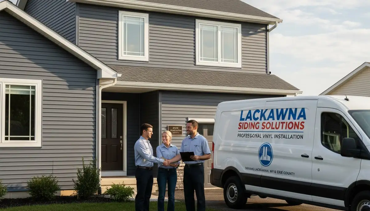 Professional vinyl siding contractors at work in Buffalo NY improving home exteriors