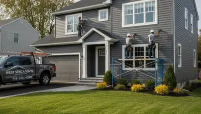 Professional vinyl siding installation by expert contractors in Buffalo, NY homes
