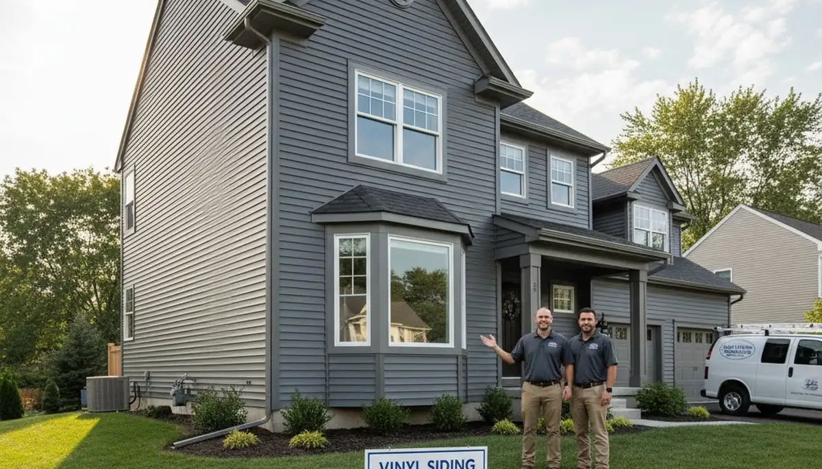 Professional vinyl siding contractors working on home exterior in Buffalo, NY
